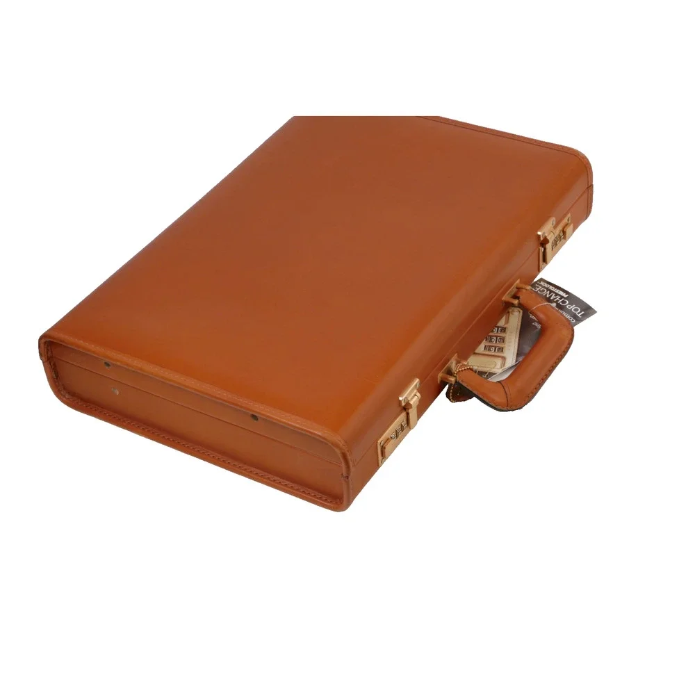 Vintage Coach Briefcase British Tan Leather Hardside Attache Presto Combination